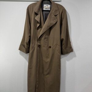 Vintage Towne London Fog Taupe Double-Breasted Trench Coat, size 10 petite